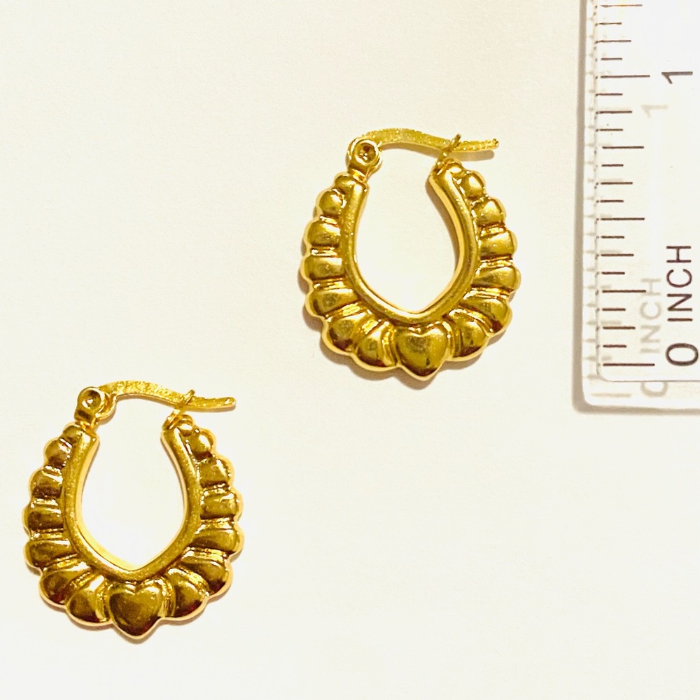 Elegant Gold-Plated Stainless Steel Hoop Earrings #27 - Picture 2 of 2